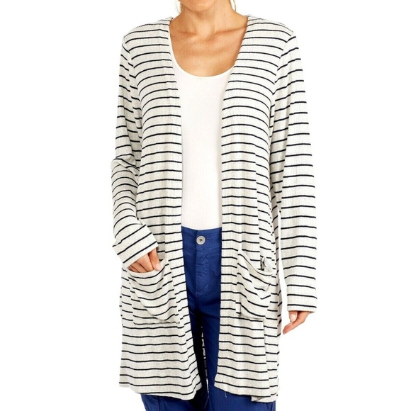 Fresh Produce Moonlight Navy Blue Stripe Seabrook Cardigan Sweater - Picture 3 of 3